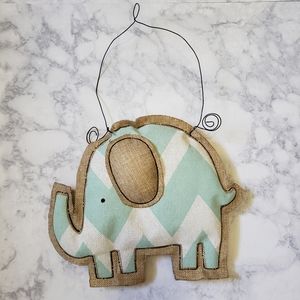 Elephant Hanging Decor Chevron Painted Burlap